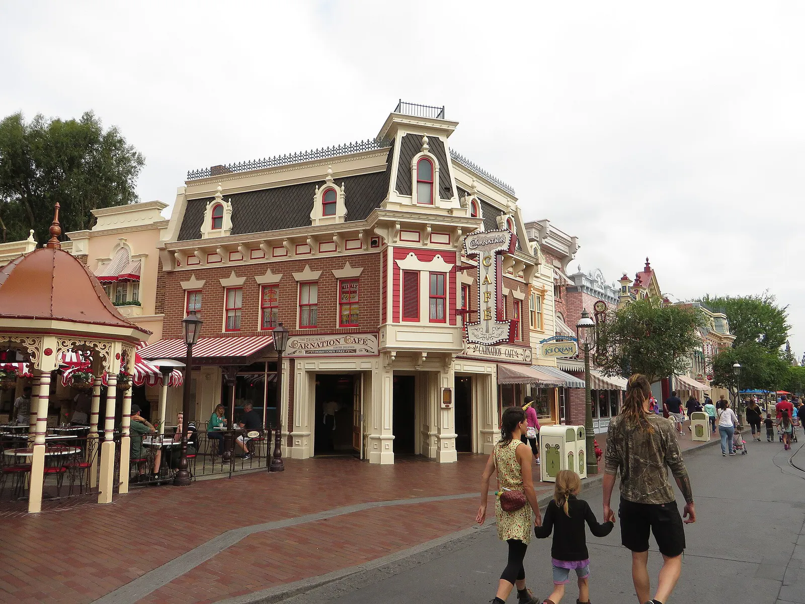Carnation Cafe, Sleeping Beauty Castle from Main Street, U.S.A., Disneyland, Anaheim, California