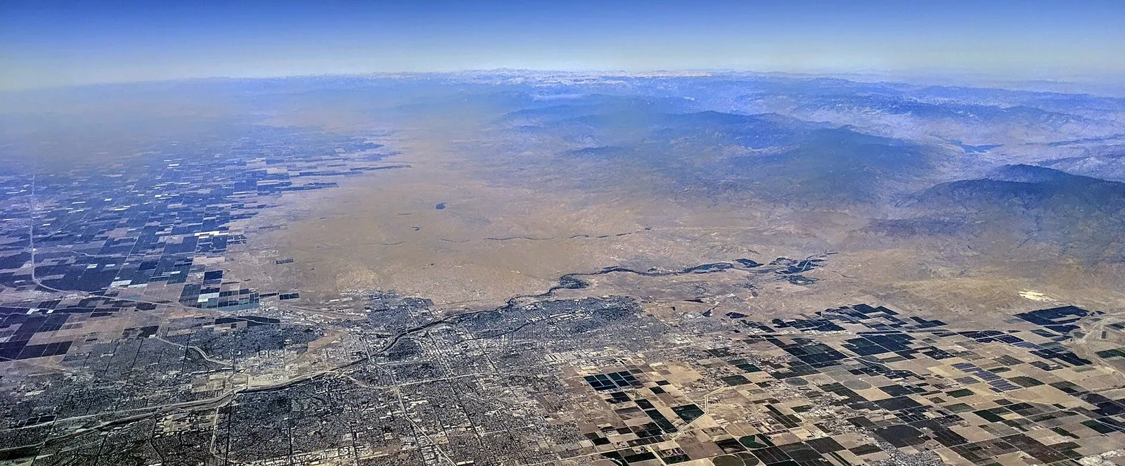 Bakersfield aerial with Kern River, California