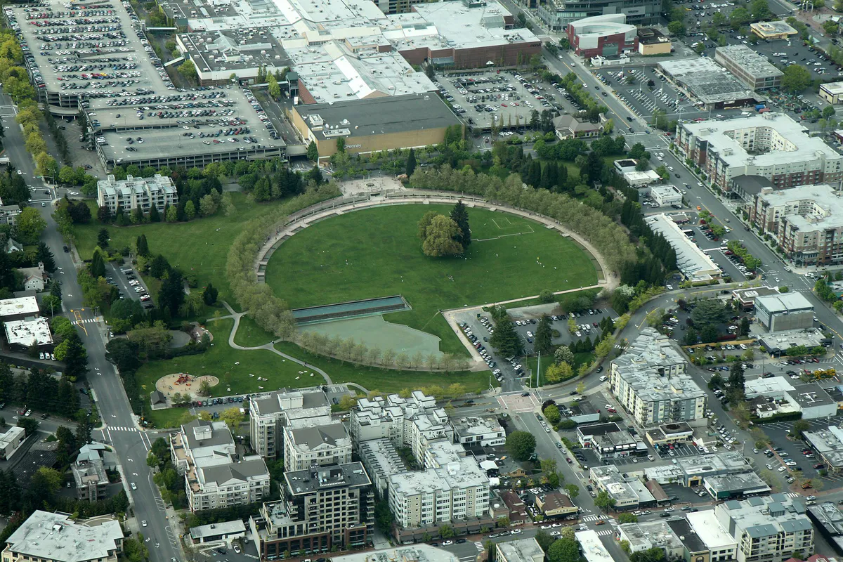Aerial Downtown Bellevue Park May 2012, Washington