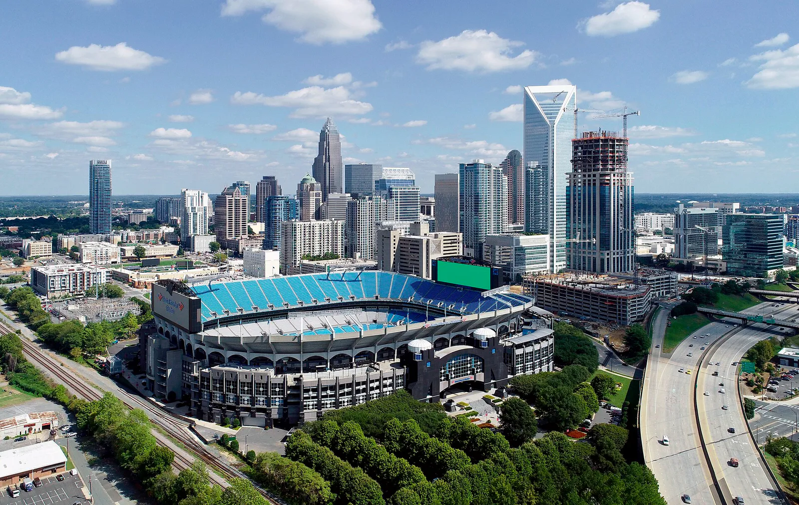 Uptown Charlotte 2018 taking by DJI Phantom 4 pro - Perspective Corrected Edit, North Carolina