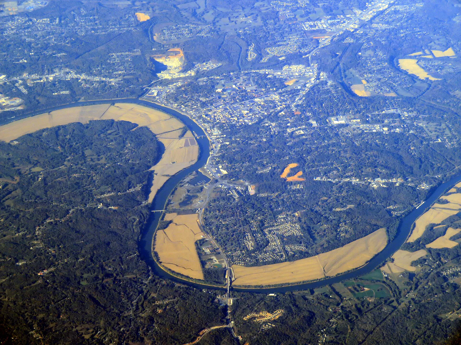Aerial view of Clarksville, Tennessee, October 2020