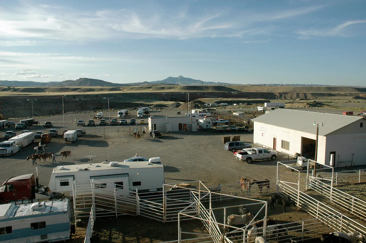 Horse pens, stables and more behind Cody Stampede Park, Cody, 2009, Wyoming