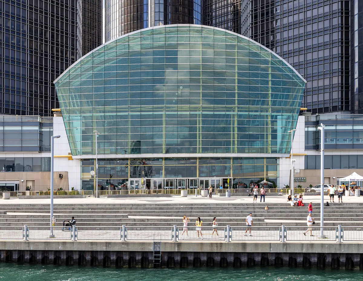 GM Wintergarden at the Renaissance Center from the Detroit River, Detroit, Michigan, 2025-07-27