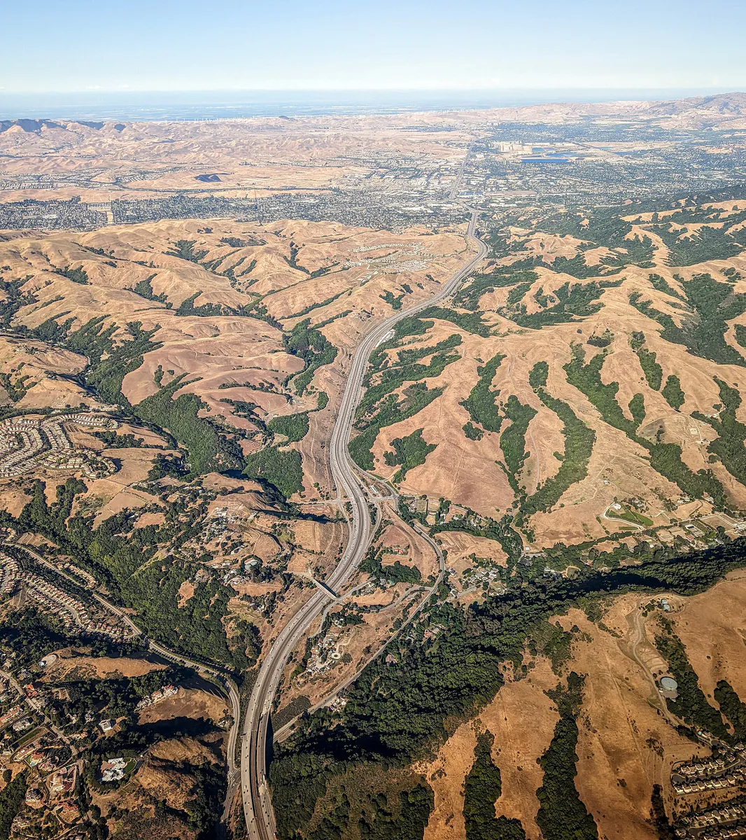 I-580 Castro Valley to Dublin aerial, California