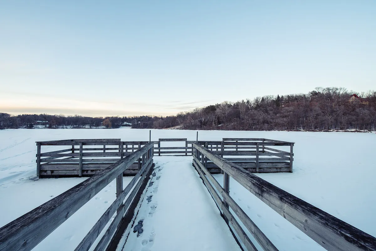 Blackhawk Lake Dock in Winter - Blackhawk Park, Eagan, Minnesota (28317714748)