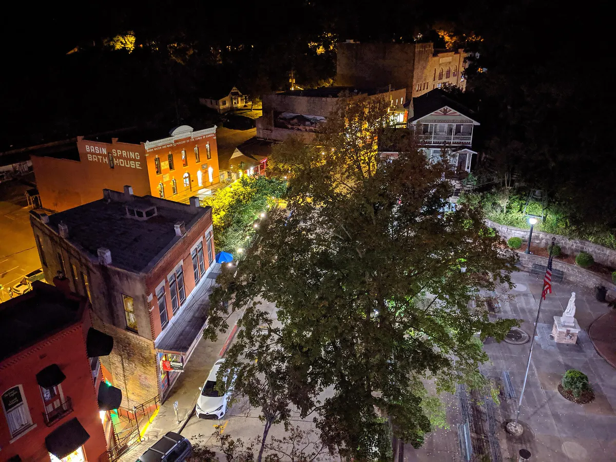 Basin Spring Park, Eureka Springs, AR at night, Arkansas