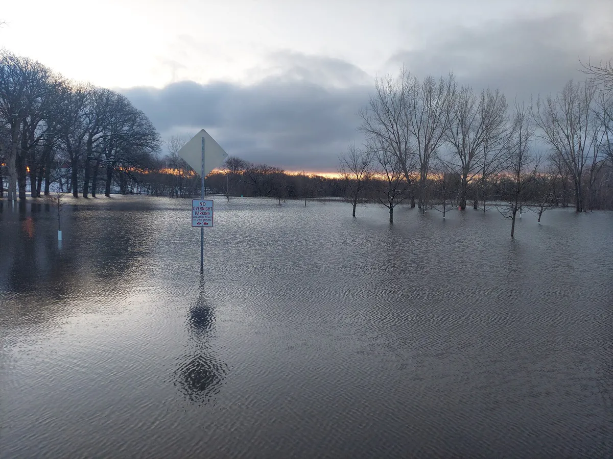 Flooding in a park in Fargo, North Dakota during the 2023 spring floods