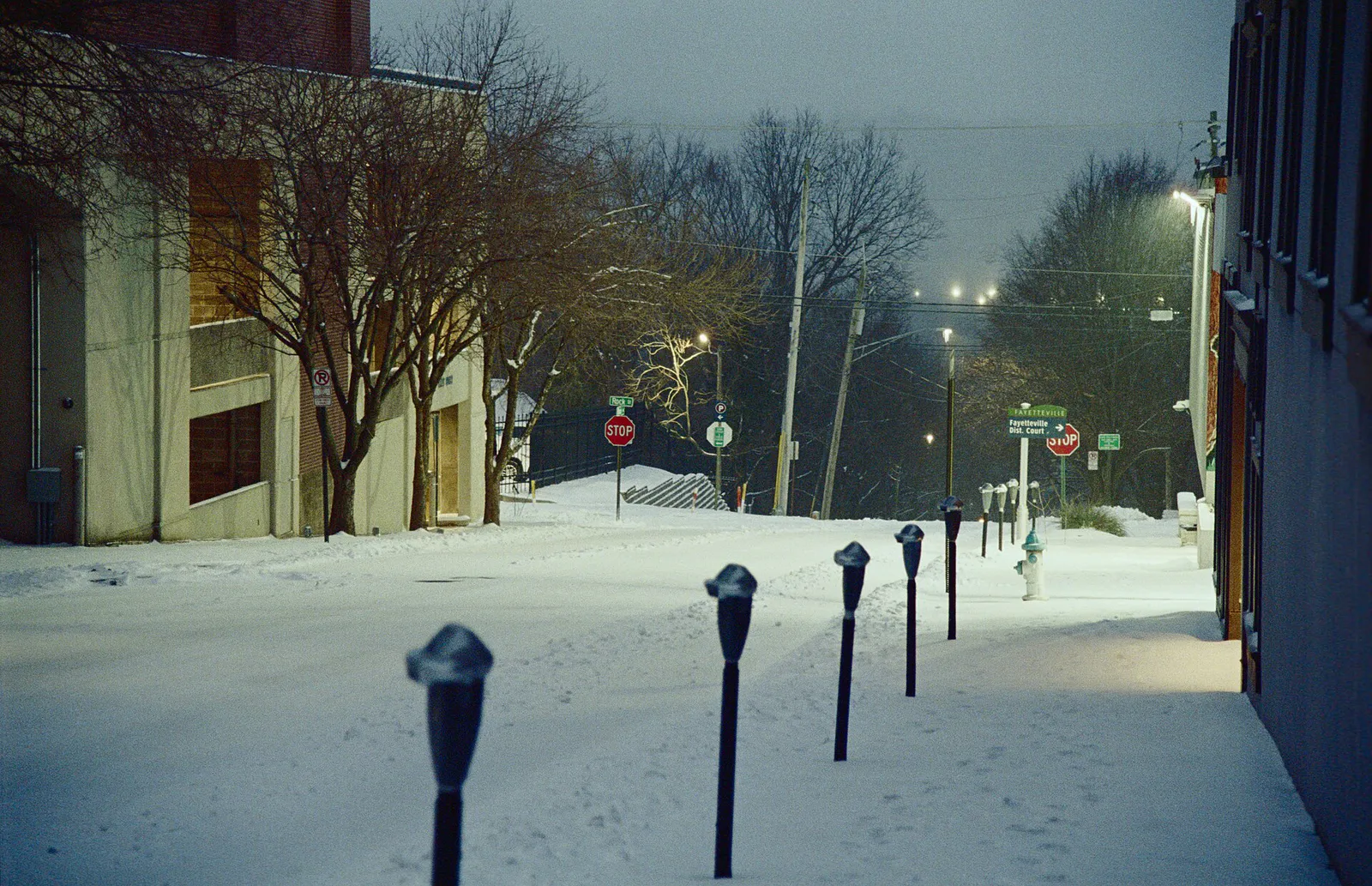Block Ave Downtown Fayetteville Arkansas Snow