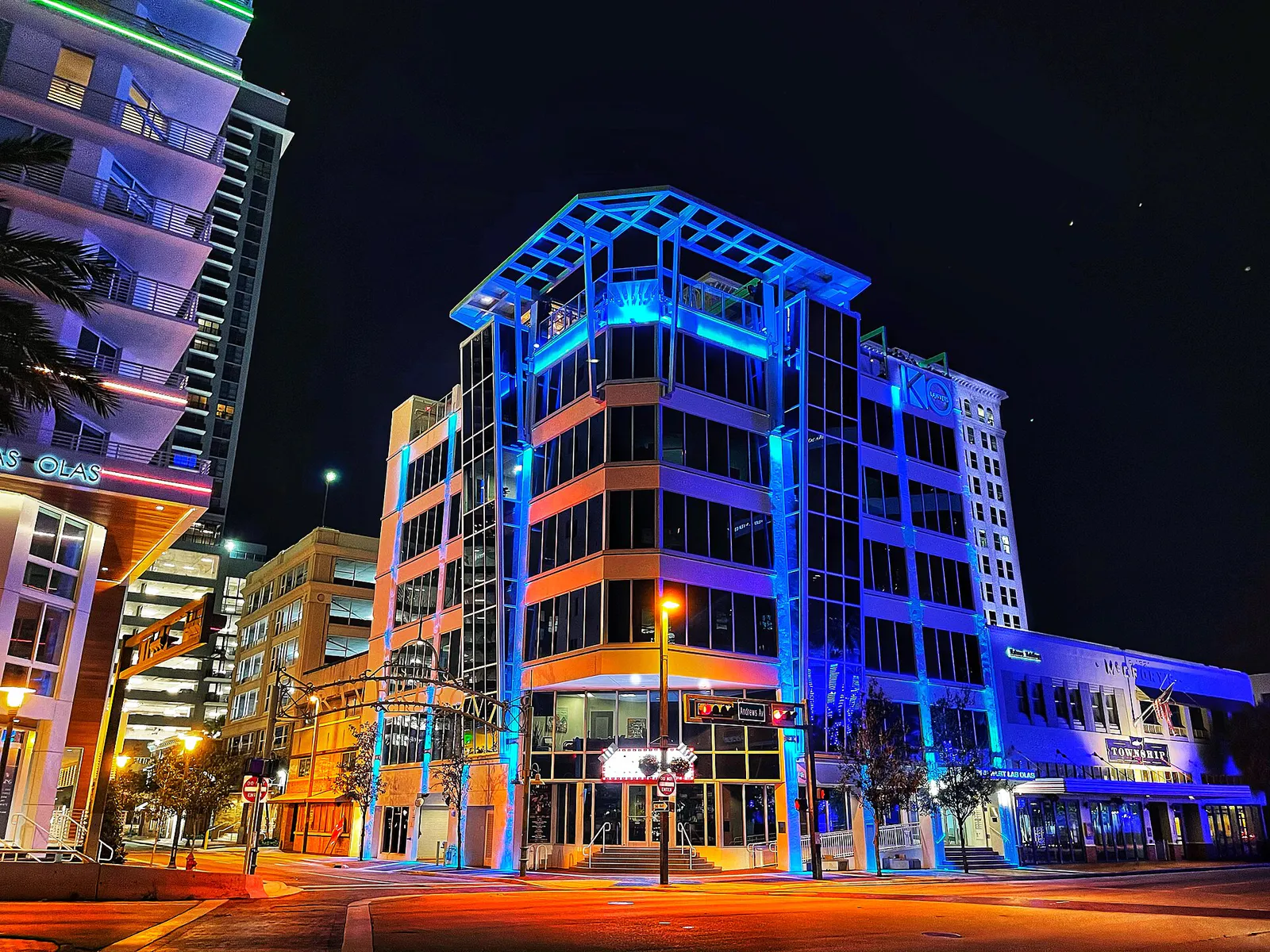 Downtown Fort Lauderdale, Florida. USA - near Riverwalk at Night