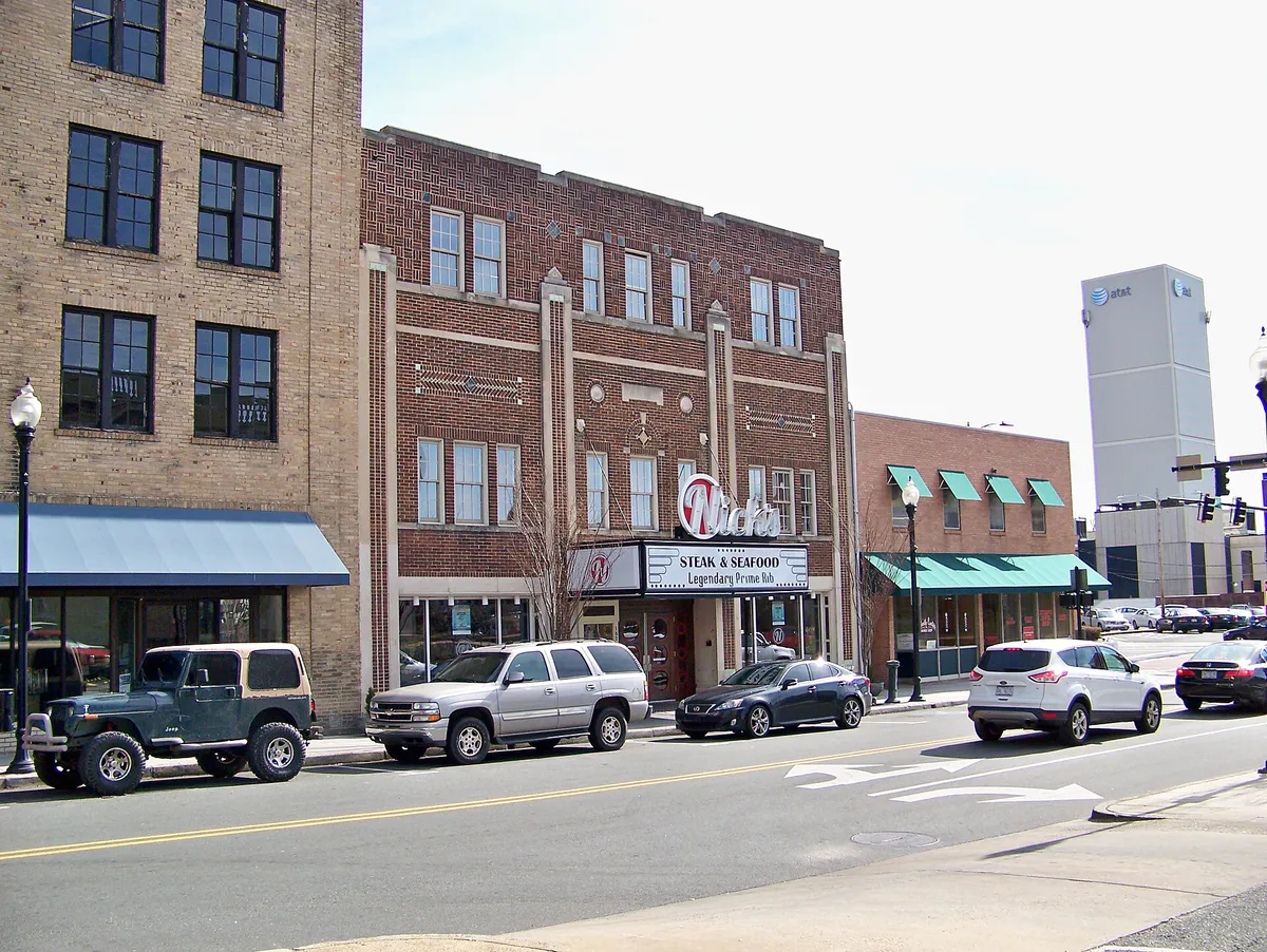 Nick's Steak & Seafood in the former Webb Theater in Gastonia, North Carolina