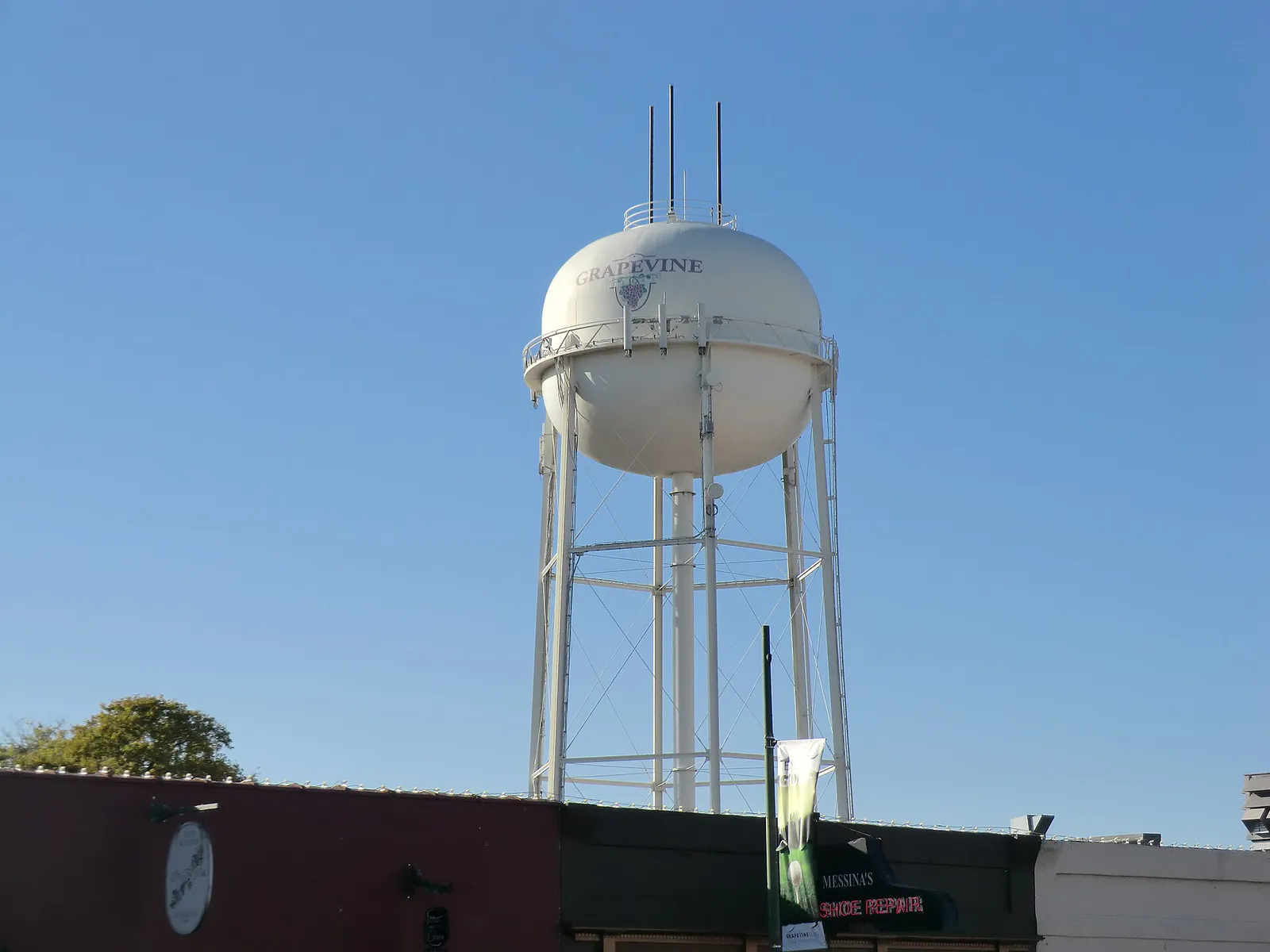 Grapevine Water Tower from Main Street, Oct 2012, Texas