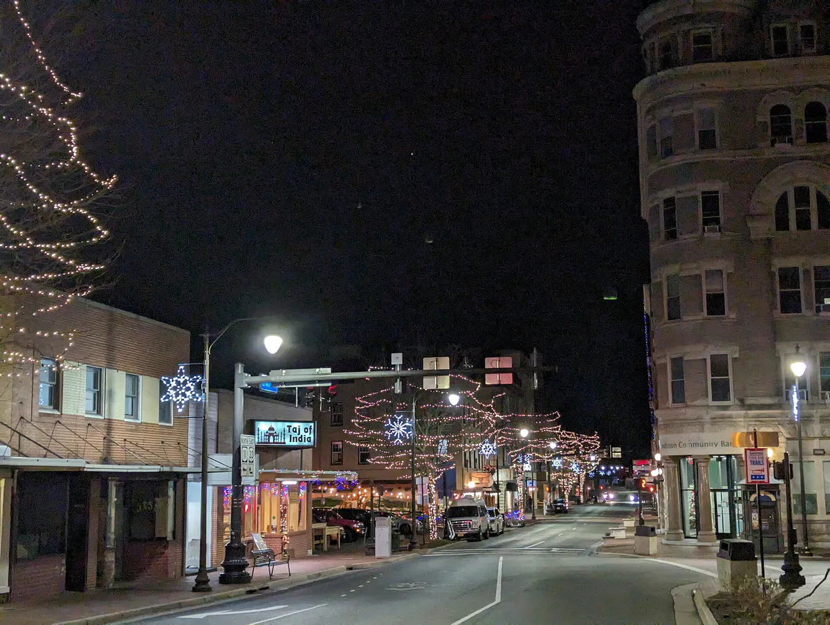 Downtown Harrisonburg, VA, during a winter night, Virginia