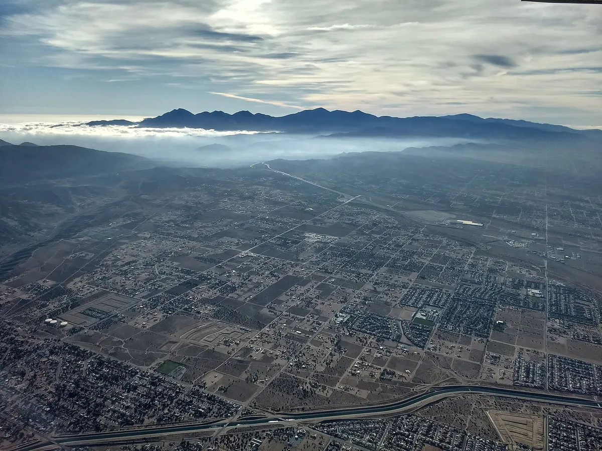 Hesperia and the California Aqueduct from the air