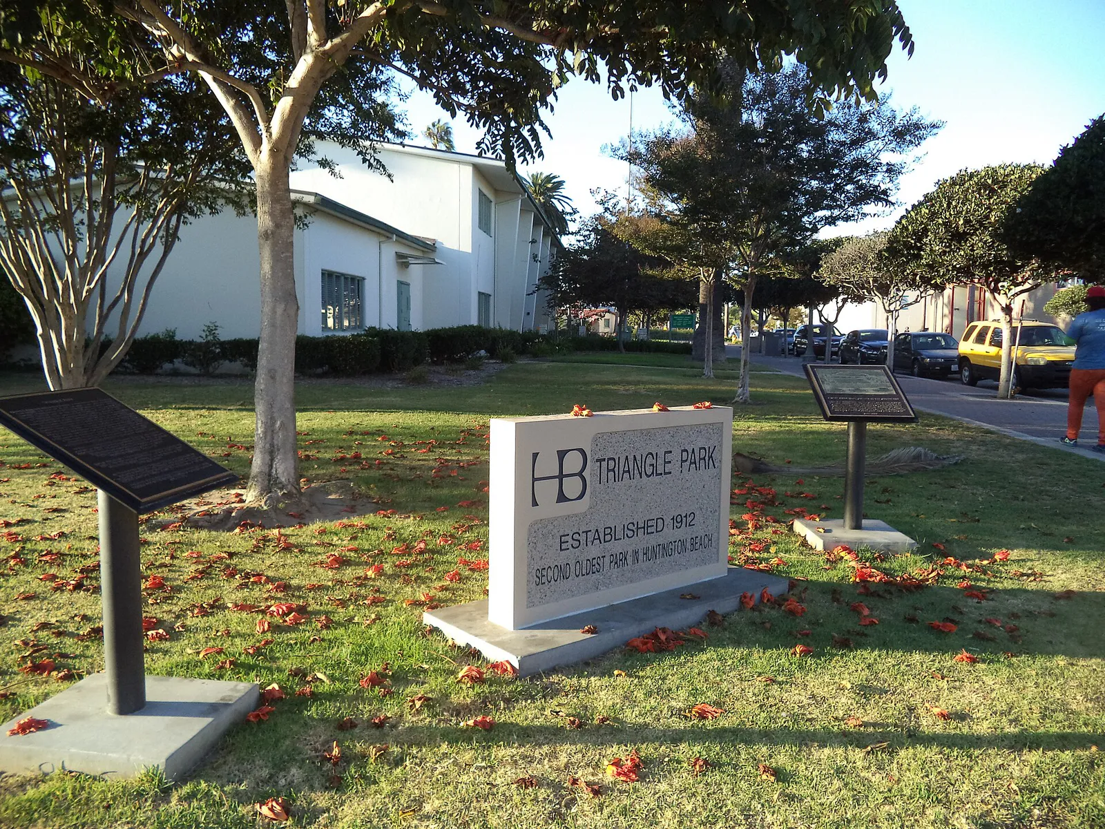 Triangle Park & Main Street Library, Sept 2014 (2) in Huntington Beach, California