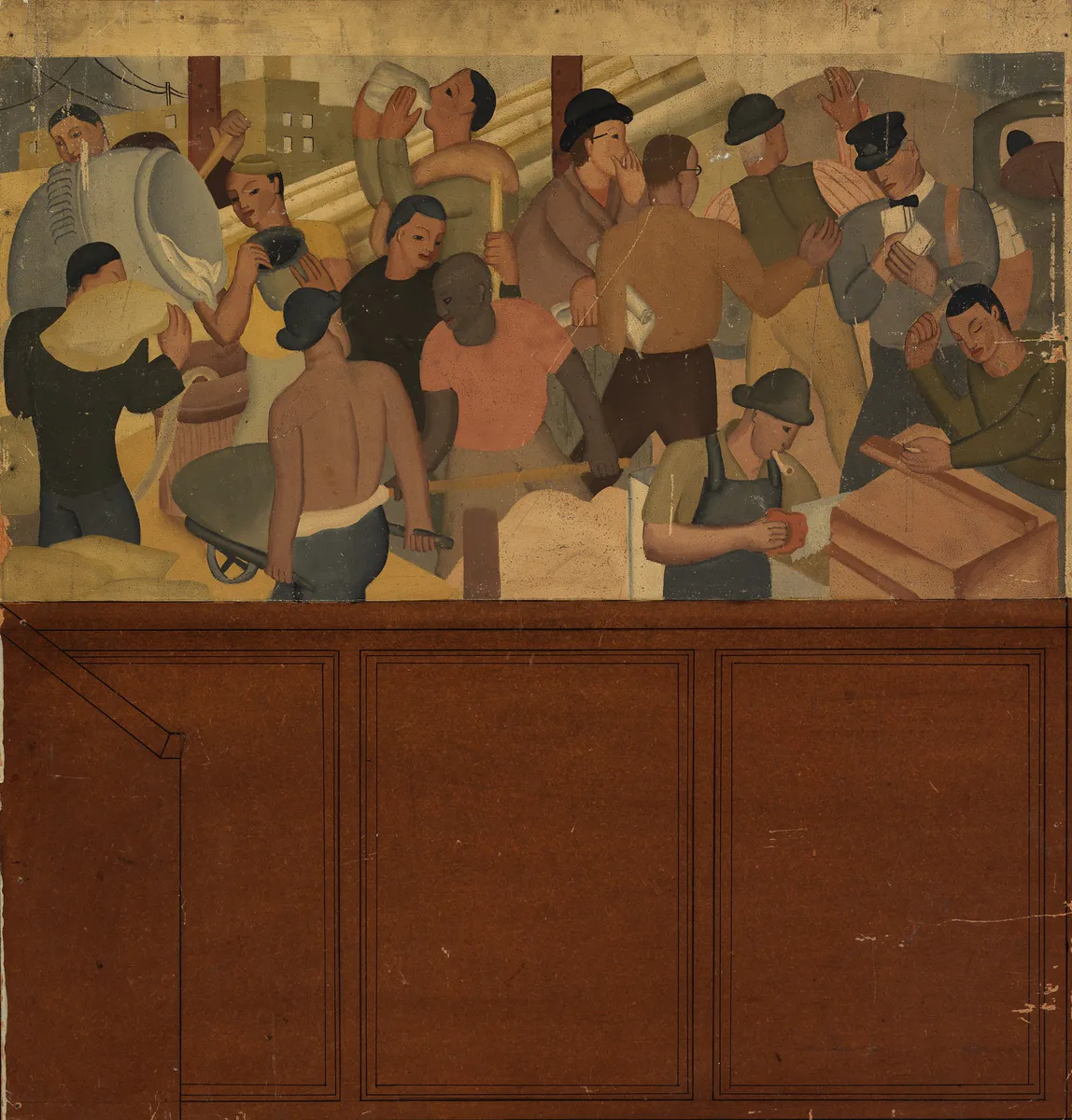 Shipping and Construction (mural study, Huntington Park, California Post Office) SAAM-1974.28.53 1