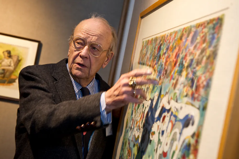 Robert S. Neuman giving a gallery talk at The Art Museum of Eastern Idaho, 2013. in Idaho Falls, Idaho