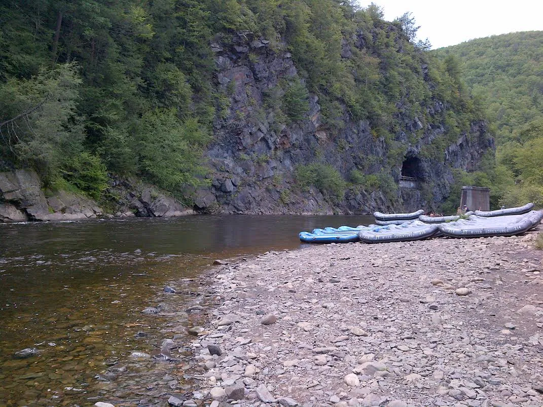 Jim Thorpe River Adventures rafts at Glen Onoko, Pennsylvania