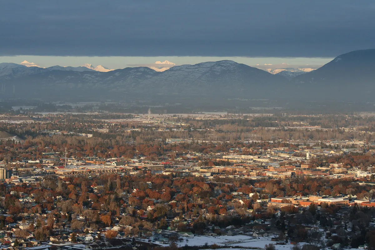 Kalispell MT looking toward Glacier National Park from Lone Pine State Park January 27 2010, Montana