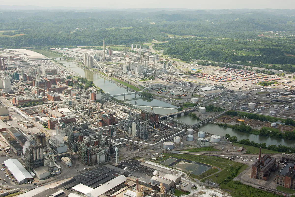 Aerial view of the Eastman Chemical plant in Kingsport, TN, Tennessee