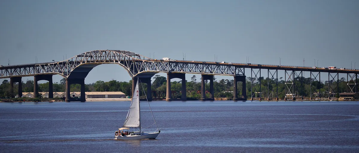 Sailing by I-10 bridge - Lake Charles Louisiana