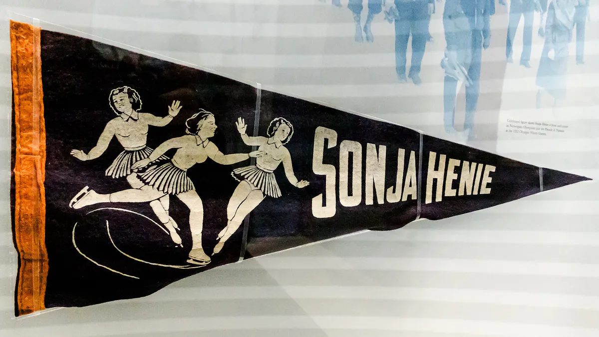 Olympic Museum Sonja Henie pennant in Lake Placid, New York