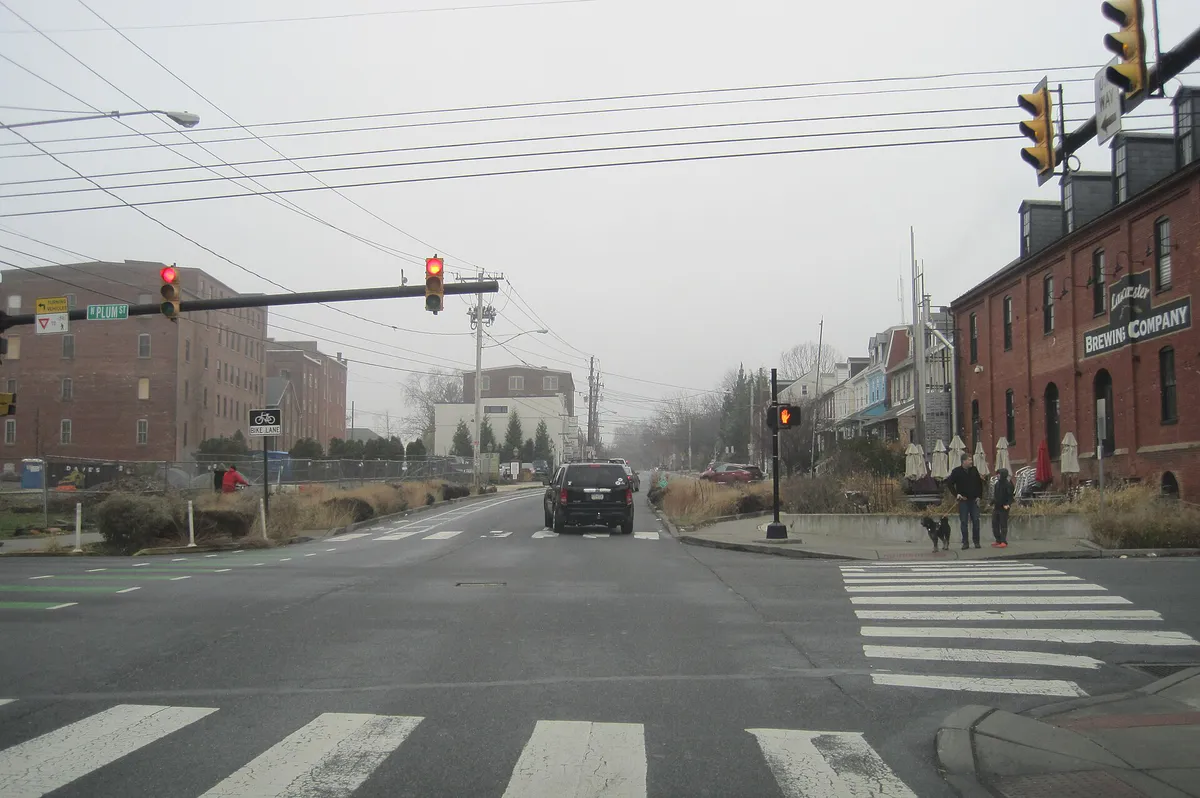 PA 23 and 462 wb at North Plum Street, Lancaster, Dec. 2023, Pennsylvania