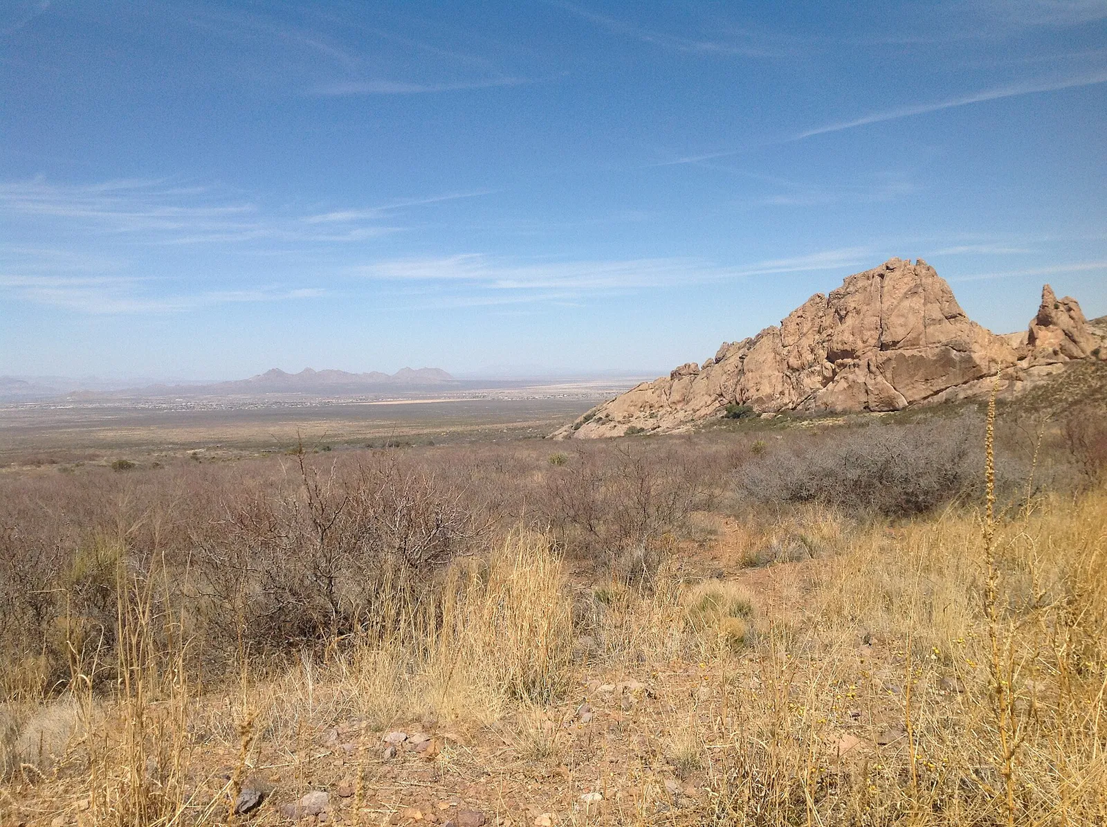 A view Las Cruces in the distance from Dripping Springs Natural Area east of Las Cruces, NM (a8584ea4-7399-49aa-914a-862951073917), New Mexico