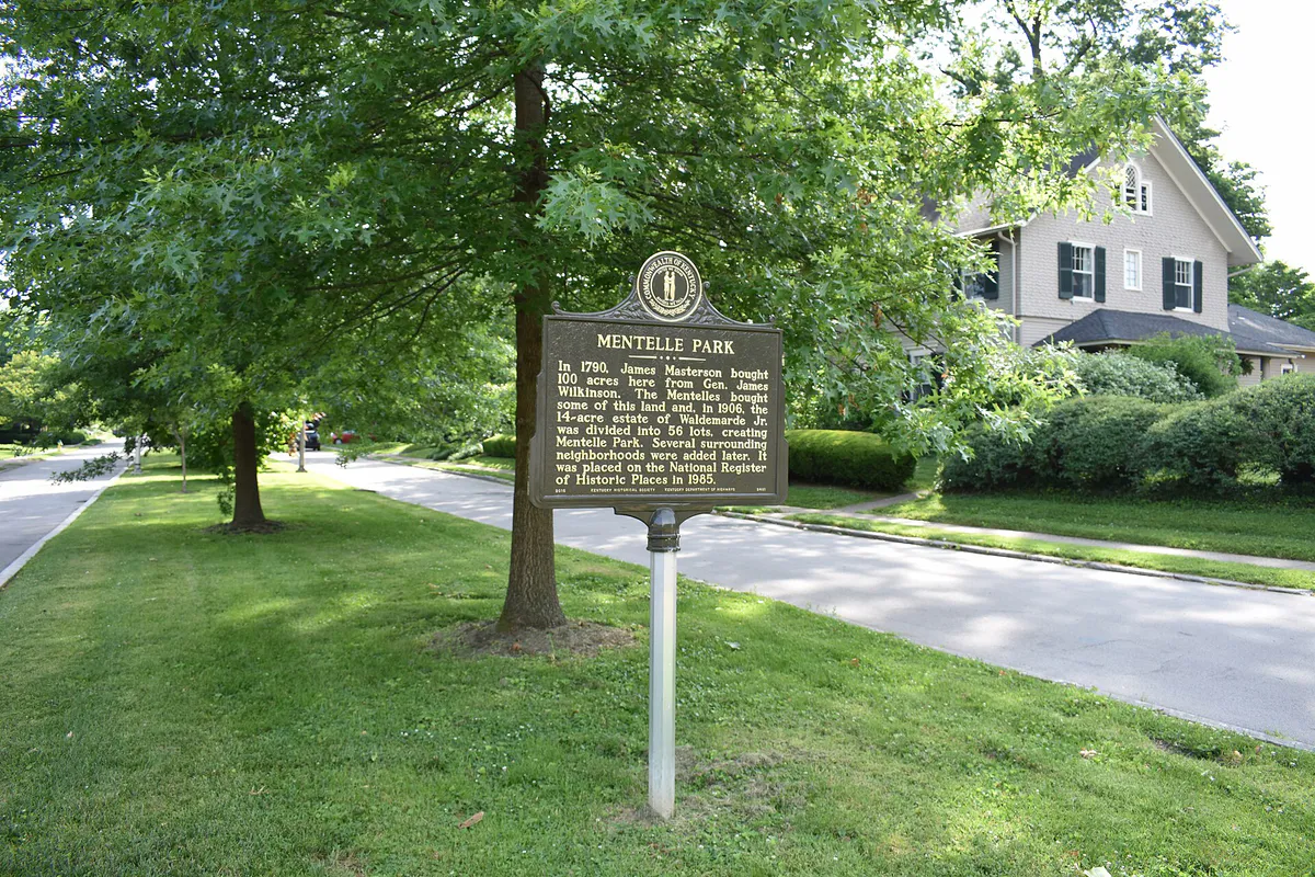 Mentelle Park Marker in Lexington, Kentucky