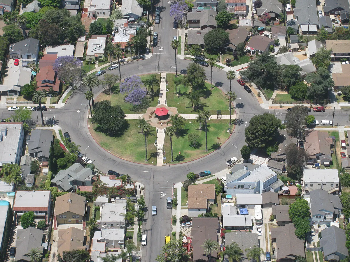 Rose Park, Long Beach airview, California
