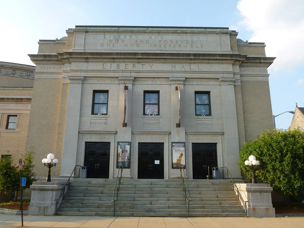 Merrimack Repertory Theatre entrance; Lowell, MA; south side; 2011-08-20, Massachusetts