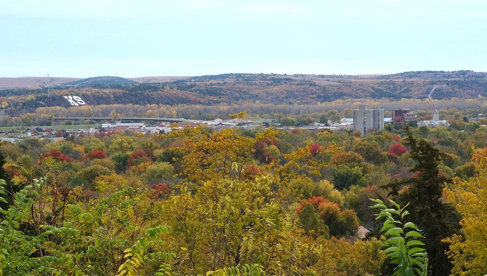 Manhattan Kansas Downtown overhead