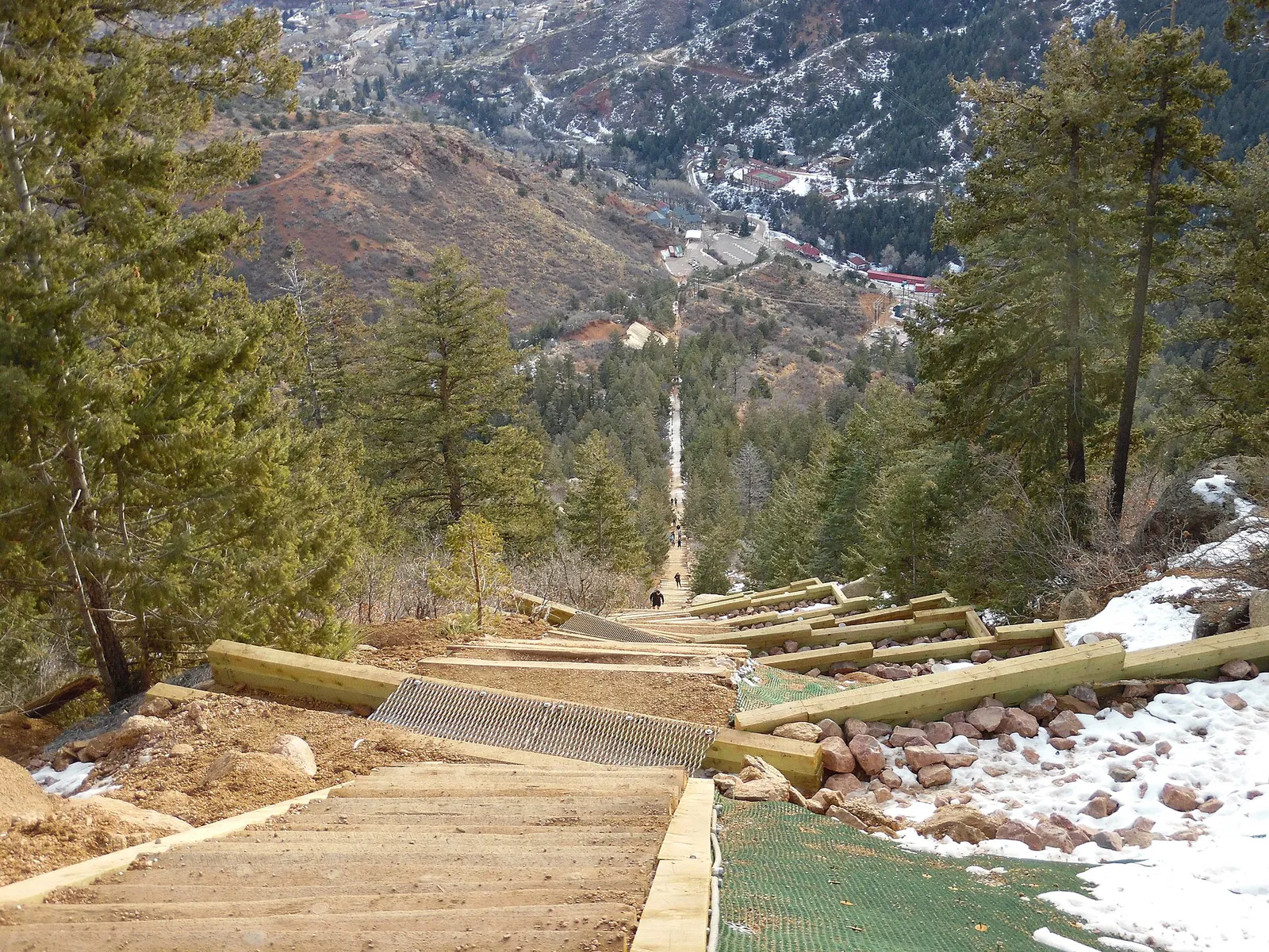 Looking down the Manitou Springs Incline from Barr Trail Bailout, Colorado