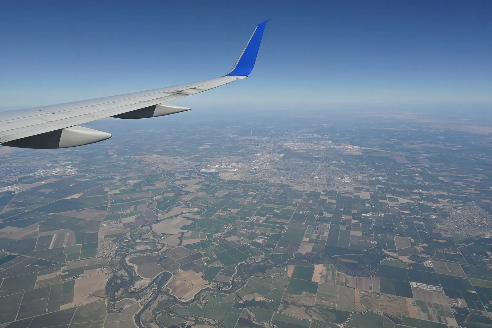 Aerial view of Manteca CA from United 757 flight, California