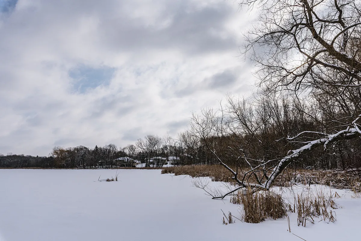Fish Lake - Snow-Covered and Frozen in Winter - Maple Grove, Minnesota (26596302458)