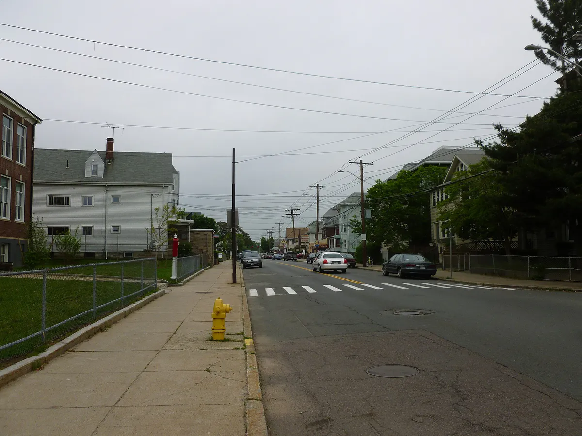Main Street looking north near intersection with Medford Street; Medford, MA, Massachusetts