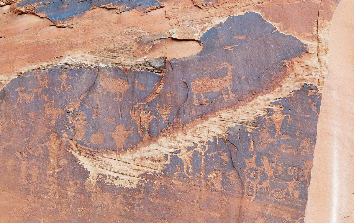 Potash Road Highway 279 petroglyphs in Moab, Utah