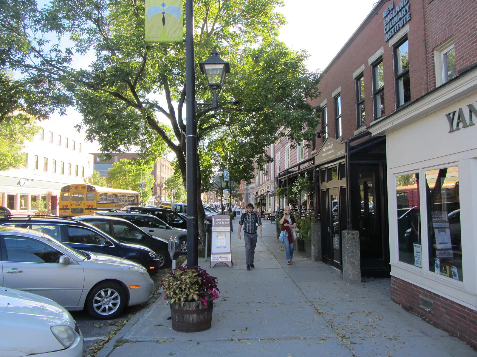 Main Street sidewalk downtown Montpelier VT September 2012, Vermont
