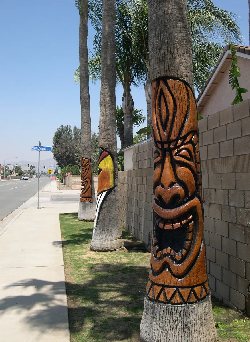 Moreno valley carved palm trees 1, California