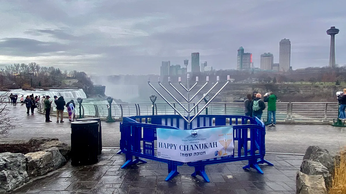 Chanukah display at Niagara Falls State Park, Niagara Falls, New York - 20221222