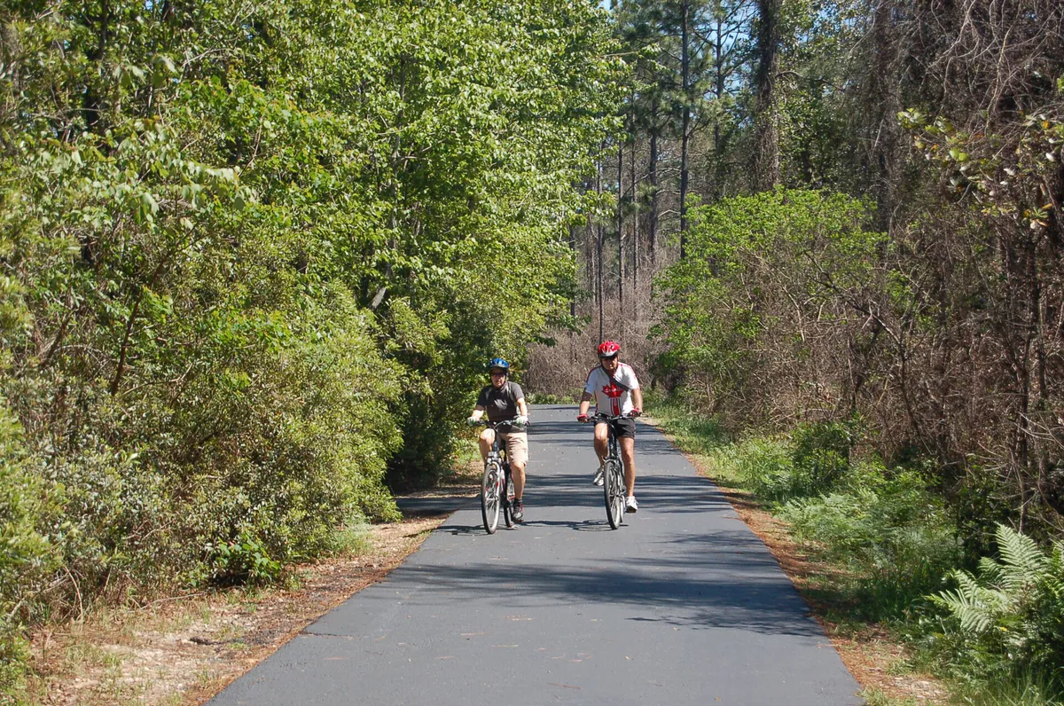 Alabama's Coastal Connection - Cyclists on Gulf Oak Ridge Trail - NARA - 7716824 in Orange Beach, Alabama