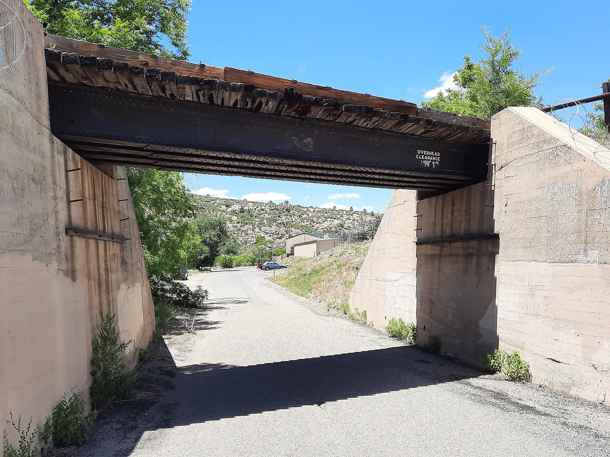 Abandoned railroad overpass on a former Arizona state route in Prescott, Arizona