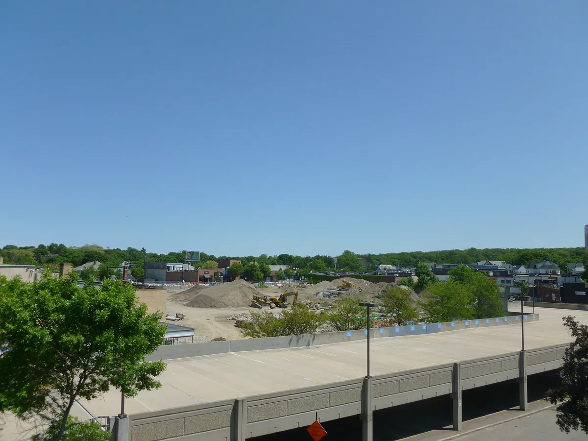 Construction along west side of 1585 Hancock Street, viewed from Ross Garage; Quincy, MA; 2011-06-05, Massachusetts