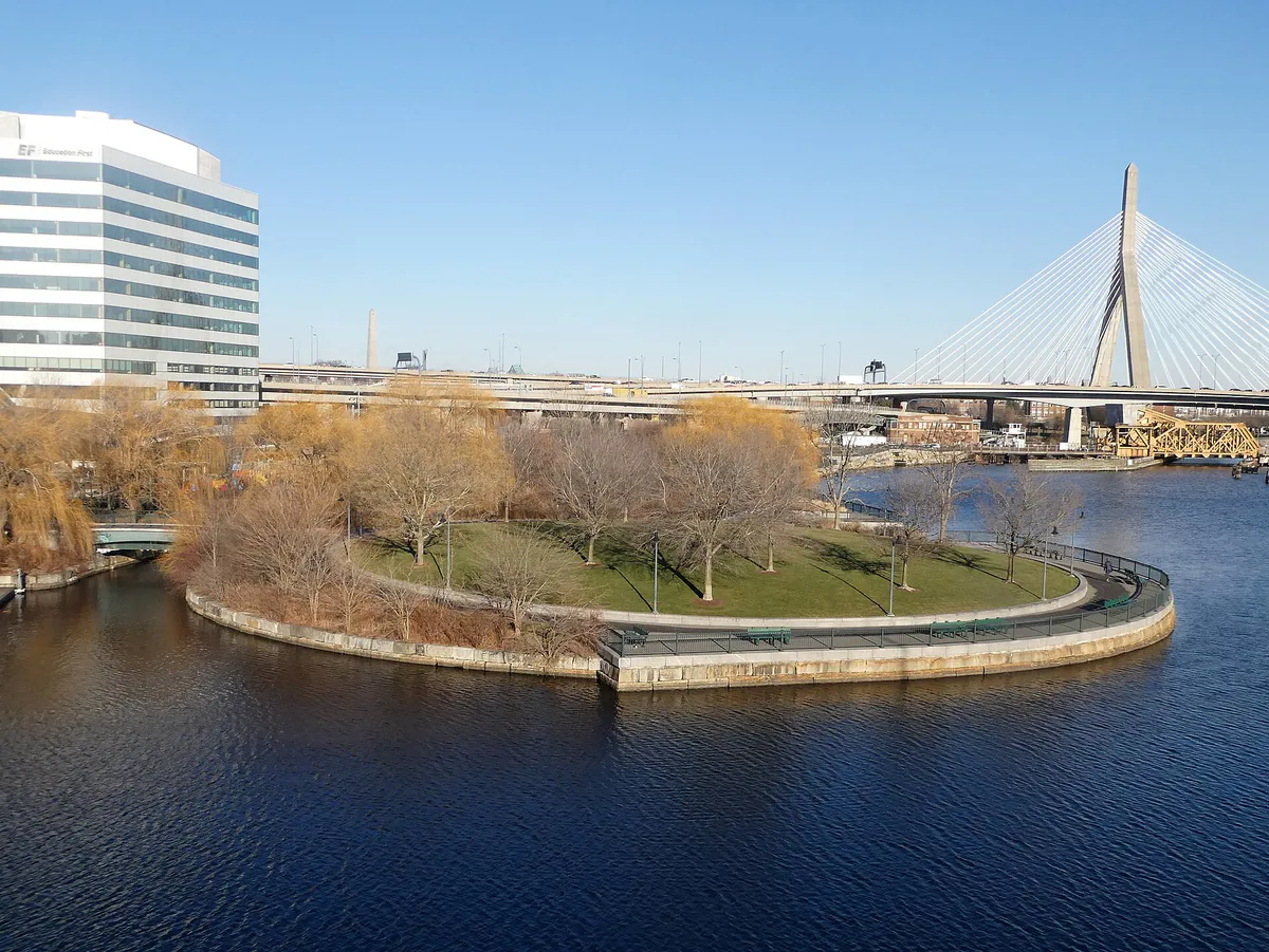 Paul Revere Park from Lechmere Viaduct, December 2022, Massachusetts