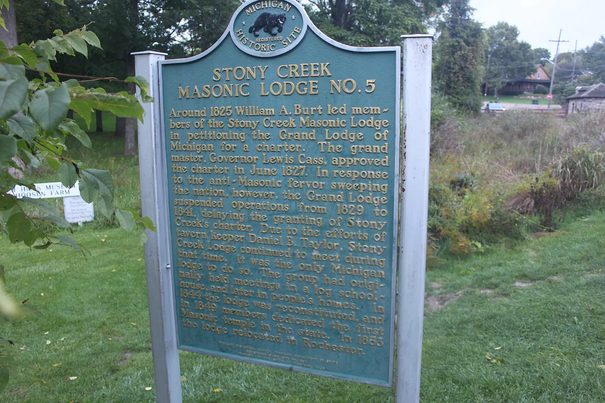 Stony Creek Masonic Lodge No 5 Marker in Rochester Hills, Michigan