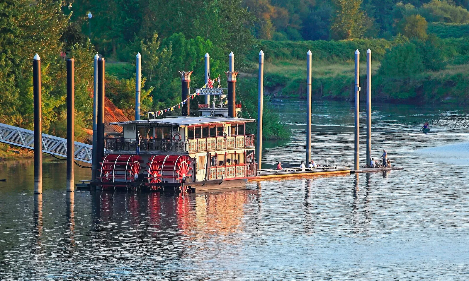 Sternwheeler Willamette Queen moored at Riverfront Park in Salem, 2010, Oregon