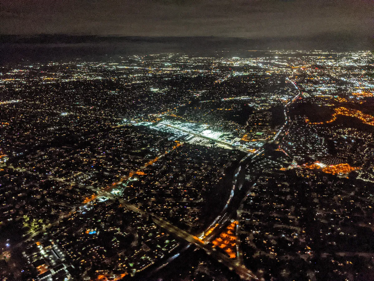 Blossom Valley San Jose night aerial, California
