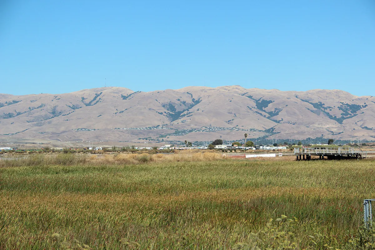 Diablo Range viewed from Alviso Marina County Park, Aug 2019 in San Jose, California