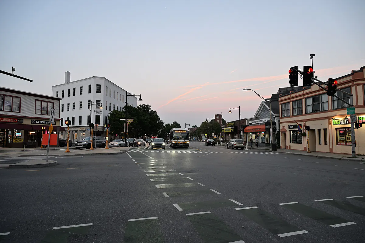 Union Square looking east down Somerville Ave, Massachusetts