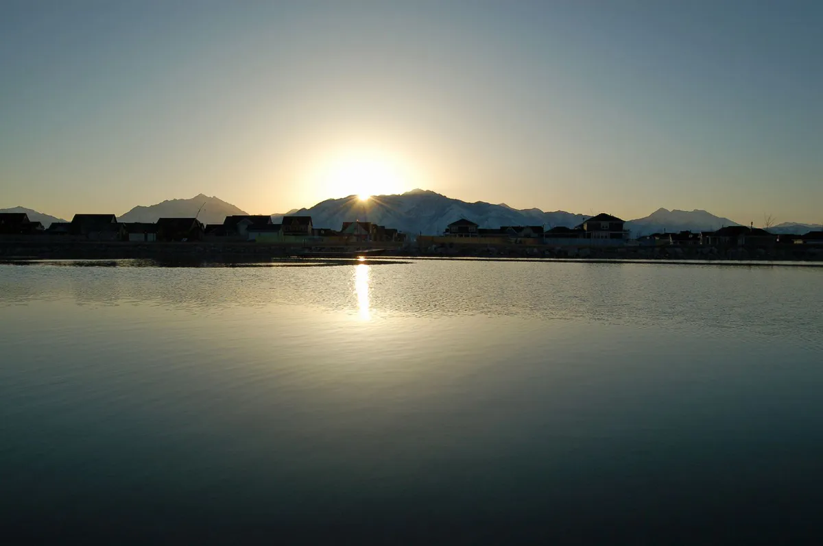 Oquirrh Lake at sunrise in South Jordan, Utah
