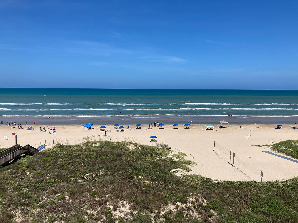 South Padre Island beach view from condo, Texas